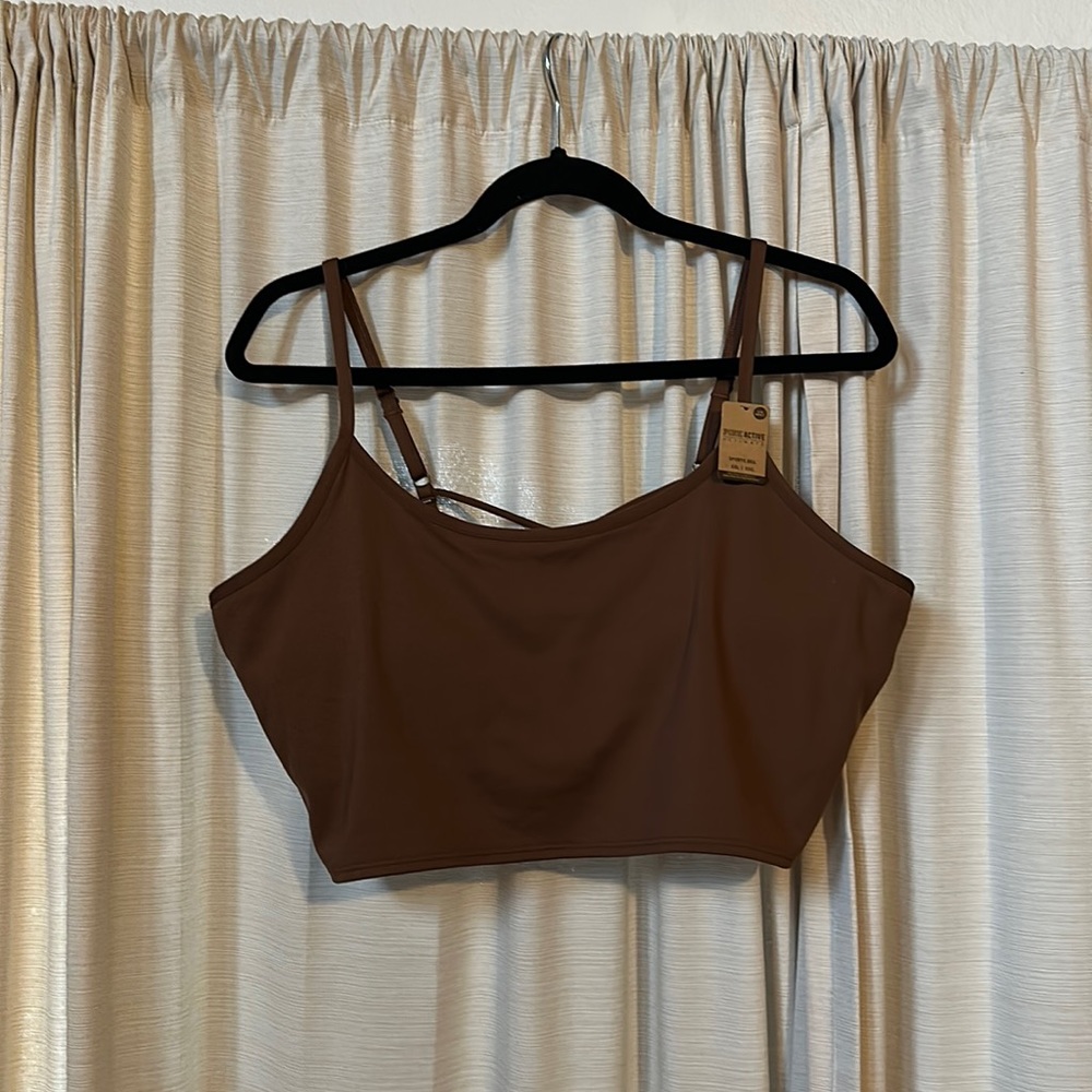 PINK Ultimate Lightly Lined Sports Crop in Brown XXL PRICE FIRM